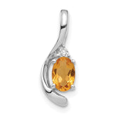 14K White Gold Citrine Diamond Pendant